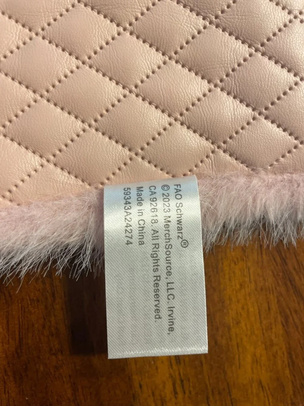 FAO Schwarz Baby Doll Pink Fuzzy Faux FurPad Diaper Bag/Changing Pad